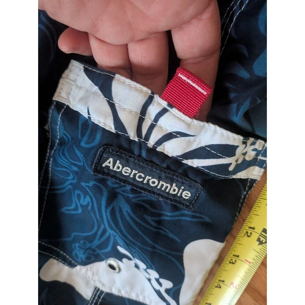 Vintage Abercrombie and Fitch Board Shorts Size 30 Blue White Hibiscus